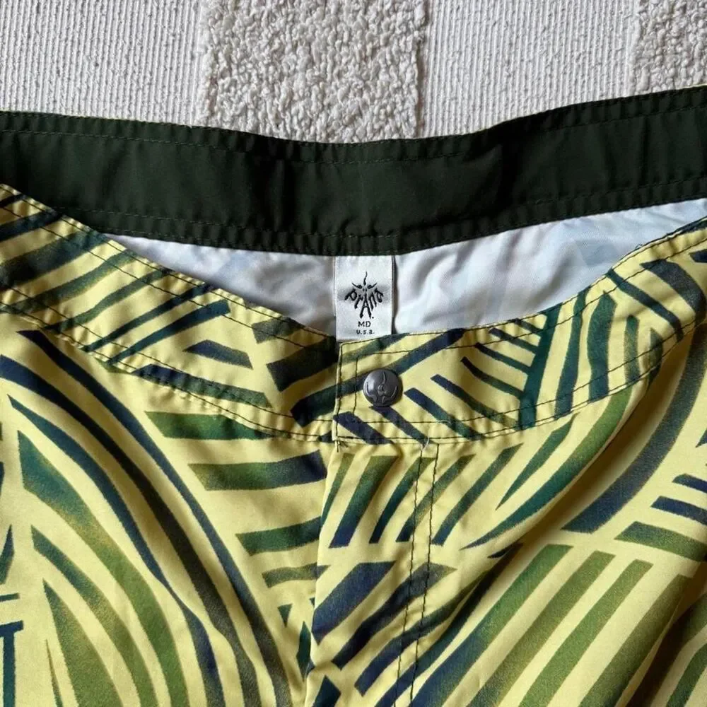 prAna Men's Yellow Palm Leaf Printed Shorts